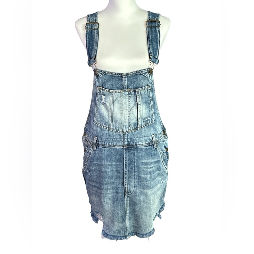 Free People Baxter Denim Overall Dress Grunge Blue Size Medium - Picture 15 of 15